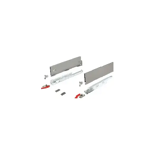 Drawer Set, Hafele Matrix Box Slim A, 128 mm Drawer Height 17 11/16" 450 mm 17 11/16" (17 11/16") 450 mm nominal length; gray Gray, Drawer sides: powder coated; Slides: galvanized