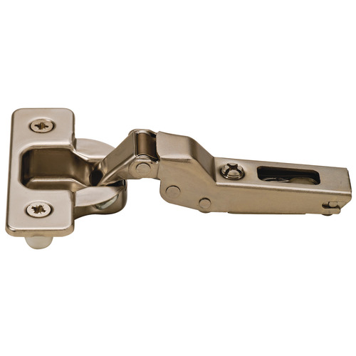 Concealed Hinge, Salice 200 Series, 110 degree Opening Angle, Half Overlay For press fitting from interior width 70 mm, Self Close, Dowel Mounting, Model C2R6G99 Nickel plated