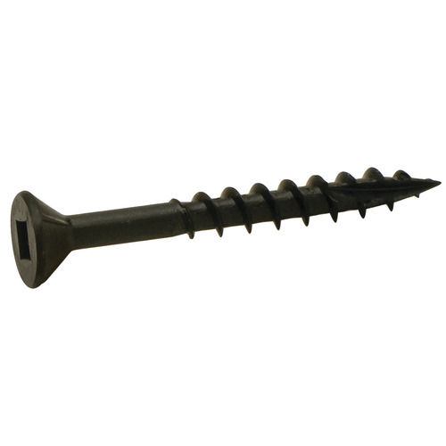 Zip-R Screw, Flat Countersunk Head, #2 Square Drive, with Nibs 1 1/2" #6 Partially Threaded 3.5 mm #6 x 1 1/2", Partial Thread, Black Oxide black, Burnished