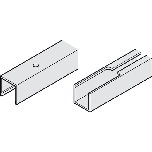 Running track, with recess for installation opening, pre-drilled, 30 x 31 mm (W x H) for Hawa Porta, Aluminium, silver coloured anodized, length: 2500 mm Silver colored, anodized