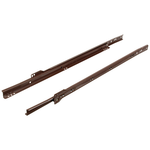 Complete Sets, 3/4 Extension, Self-Closing, Bottom Mounted 12" Brown RAL 8017, Powder-coated Pair