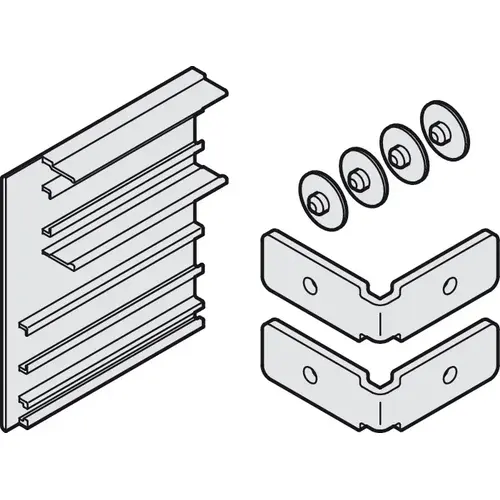 End cap set, for clip-on panel height 77 mm 66 mm Left for Hawa Junior 80 Z/100 Z, Length:66 mm, mounting: Left Silver colored, anodized