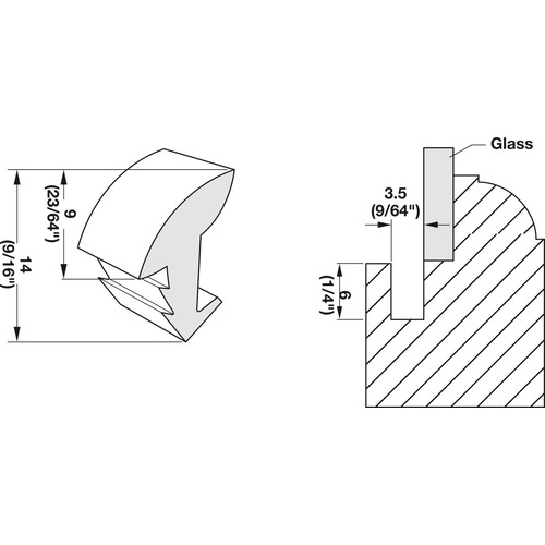 Panel Retainer, Taller Profile 12,000" (1000 ft) for Glass Door Fittings, Transparent Clear