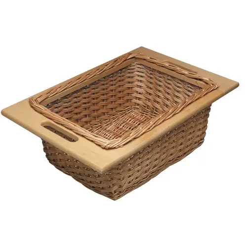 Hafele 540.55.002 Wicker Basket, with Frame Handles 14 5/16" Width: 363 mm (14 5/16") Basket: Natural, dipped Frame: Lacquered