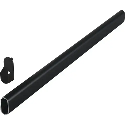 Aluminum Oval Wardrobe Tube, with Supports 29 3/4" Black, 756 mm (29 3/4") Black