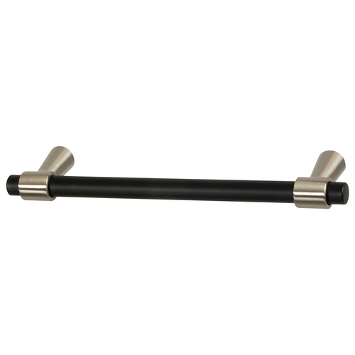 Handle, Zinc 128 Mergence Collection, Matt black/satin nickel, 128 mm CTC Base: Nickel plated, satin-finish, Inset: Black, matt