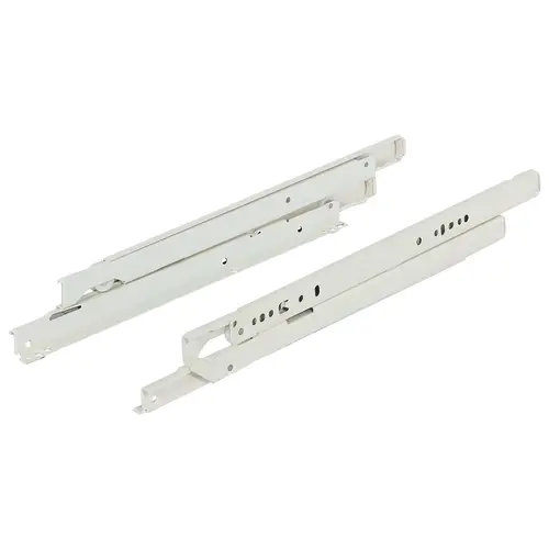 Premium Epoxy Coated Bottom Mounted Slide, Full Extension, Self-Closing, 150 lbs Weight Capacity 14 1/2" 14" 14" white, RAL 9010, Powder coated, Powder coated Pair