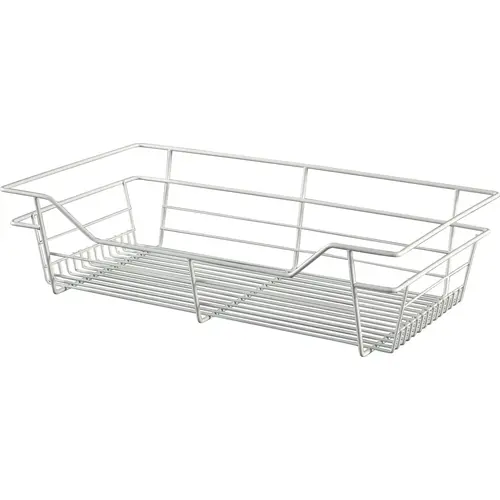 Wire Closet Basket, with Full Extension Slides 14" 6" 23" White, 14" x 23" x 6", with white 14" slides White (powder-coated)