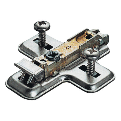 Cruciform Mounting Plate, SALICE SM, for screw fixing with pre-mounted screws Quick fixing system Nickel plated