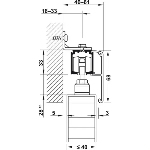 Fixing Clip, For Wood Fascia Slido Classic 40-P, 40-O, 60-P, 60-O, 80-P, 80-O, 100-P, 100-O, Unfinished aluminum