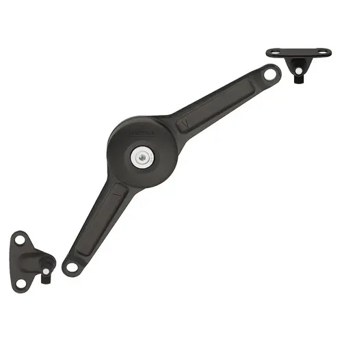 Hafele 373.66.212 Lid Stay/Flap Stay, Hafele Duo Standard, Complete set Wood screws Wood, Aluminum frame Individual Fitting (Order Cabinet and Door Brackets Separately), Black, for wood screws Black