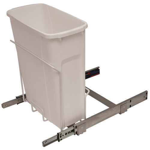 Waste Bin Pull-Out, KV Bottom Mount, Single, Ball Bearing Slide with Overtravel and Soft-Close 18 l 16" 17 5/16" SCB15-1-20WH 14 3/8" White, 20 qt. Steel Bins: Plastic, White