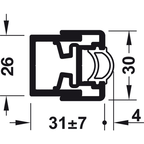 Wall compensating profile, Hawa 9' 10 1/8" for Slido R-Aluflex 80A/R-Aluflex 80W, bronze, length: 3000 mm Bronze colored