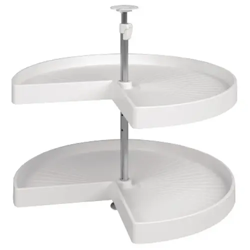 Lazy Susan Set, Kidney Shaped, Plastic, Two-Tray 812.8 mm Per Shelf: 95 lbs diameter 32", white, 1 set White