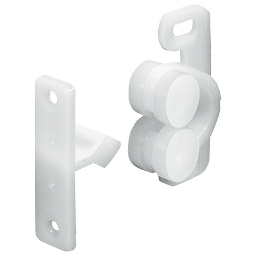 Twin Roller Catch, Screw-Mounted White Natural coloured white or brown, Untreated