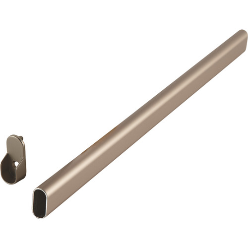 Aluminum Oval Wardrobe Tube, with Supports 17 3/4" Matt nickel, 451 mm (17 3/4") Matt nickel