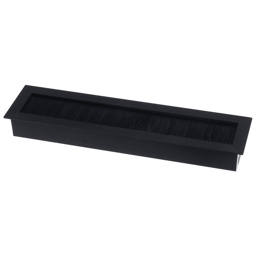 Anodized Aluminum Grommet, Rectangular 180 x 45 mm with Brush aluminum, without lid, Black Black