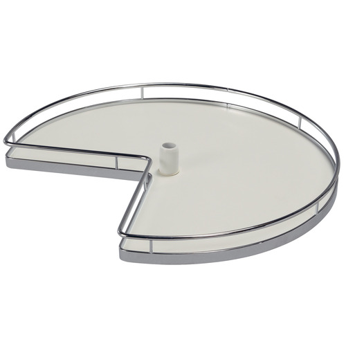 Kidney Shaped Wood Shelf, for Center Posts 32" 321 mm 527 mm 102 mm 269 mm 546 mm 121 mm 16 1/8" Chrome/White, diameter 32" Shelf: White, Surround: Chrome