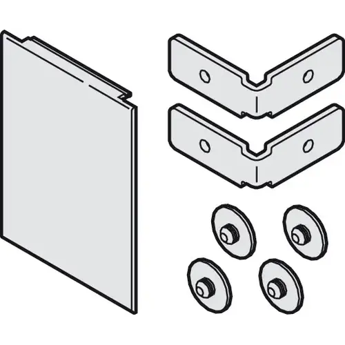 End Piece, On one side, for wall mounting for Hawa Divido, 51 x 60 mm (2" x 2 3/8") Silver colored, anodized