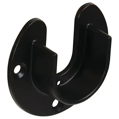 Wardrobe Tube End Support, Half Enclosed, for diameter 33 mm (1 5/16") Heavy Duty Tube Zinc, black