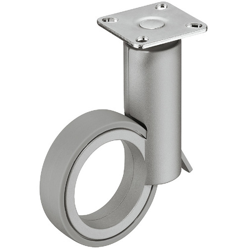 Caster, No Hub, Load Bearing Capacity 110 lbs. with screw-on plate and brake, Silver aluminum colored with gray wheel Wheel: Gray, Housing: Silver aluminum