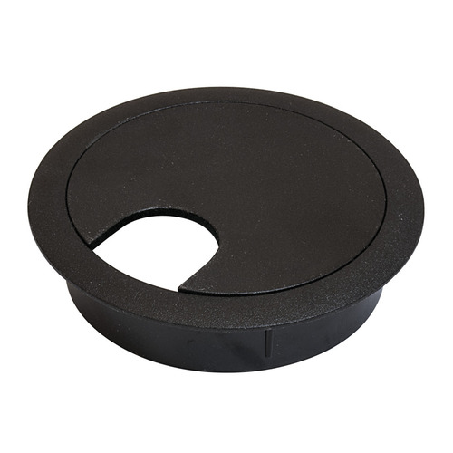 Cable Grommet, Two-Piece, Round, diameter 2 1/2" With 90 Rotating Top, Black Black