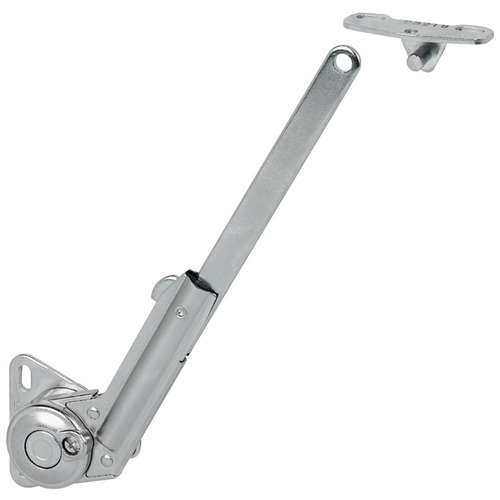 Lid Stay, with Soft Close Right right For upward-opening door with piano, butt, or concealed hinges, Right hand Nickel plated