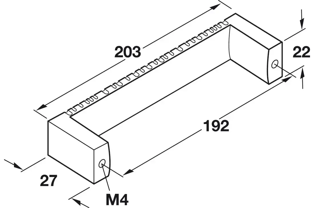 Hafele 113.97.027 Handle, Zinc 192 203 x 27 mm Calypso