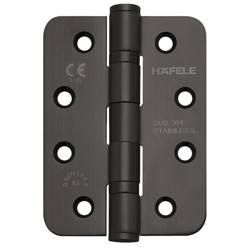 Hafele 926.98.053 Butt Hinge, Startec, Stainless Steel, 4" x 3" rounded DHB 3221 Model: DHB 3221, matt black, PVD coated Black, matt, PVD coated