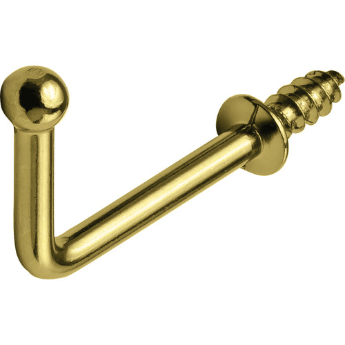 Ball Point Hook, Fits into 4 mm Holes 1 1/2" Brass-plated; 1 1/2" projection Brass