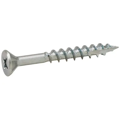 Zip-R Screw, Flat Countersunk Head, #2 Phillips, with Nibs 8 mm 1 3/8" #8 Partially Threaded 4 mm Steel, #8 x 1 3/8", Partial Thread, Zinc Zinc plated