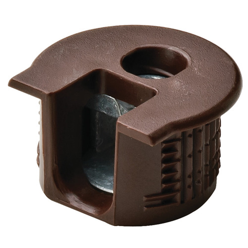 Connector Housing, Rafix 20 System, without Ridge, Plastic 8 mm 12.7 mm +0.2 mm 16 - 26 mm without with Tightening Element, For wood thickness 16 mm, brown Sepia brown, RAL 8014