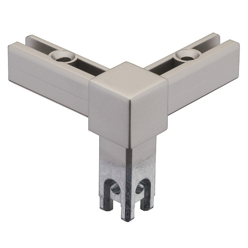 Corner joint, for basic shelf system, aluminum 3-sided, Stainless steel colored stainless steel coloured