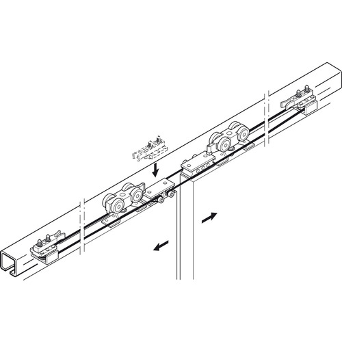 Sliding Door Hardware, Slido D-Line11 Synchro, additional set for 50-P to 80P Additional set Slido D-Line11, for 2-leaf sliding doors, without running track and soft and self closing mechanism