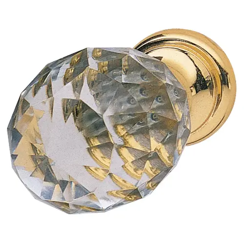 Knob, Astral Crystal glass, Transparent, Height: 42 mm, Knob diameter: 30 mm Transparent, , Base: Gold colored, powder coated, polished