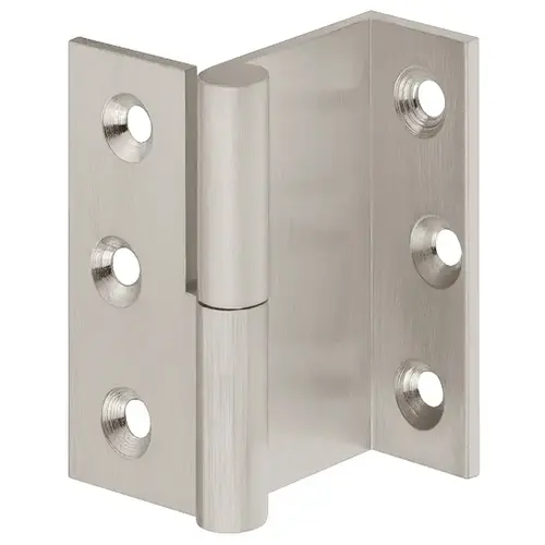 Cranked Hinge, Butting for Front-Hung Doors left Crank L1, Mounting: Left, matt nickel matt, Nickel plated