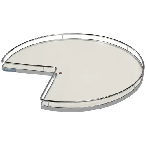 Super Susan, 3/4 Round Pie-Cut Revolving Shelf 28" 14" Chrome/white, diameter 28" Shelf: White Surround: Chrome