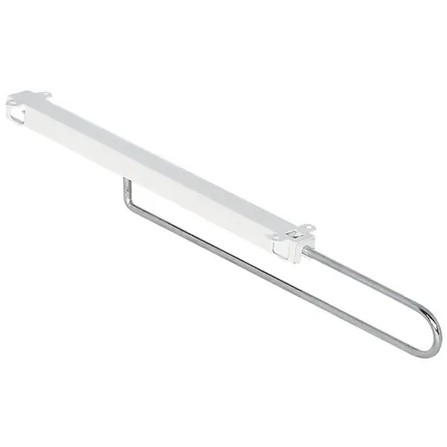 Retractable Wardrobe Rail, Steel Runner 320 mm 15 1/2" 22 lb. load capacity, almond, 390 mm (15 1/2") Rail: White, powder coated Hanger: Zinc plated