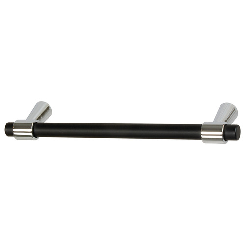 Handle, Zinc 128 Mergence Collection, Polished chrome/matt black, 128 mm CTC Base: Chrome plated, polished, Inset: Black, matt