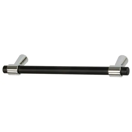 Handle, Zinc 96 Mergence Collection, Polished chrome/matt black, 96 mm CTC Base: Chrome plated, polished, Inset: Black, matt