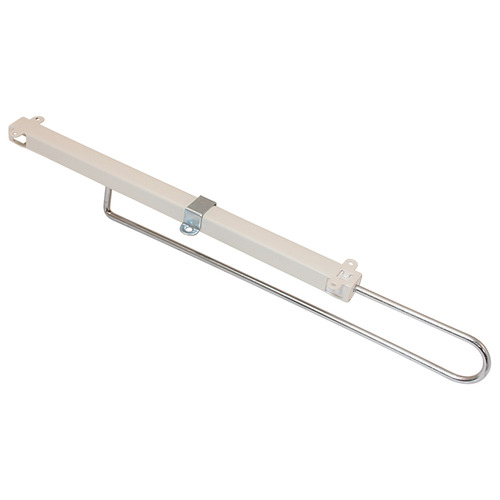 Retractable Wardrobe Rail, Steel Runner 275 mm 13 1/2" 22 lb. load capacity, almond, 340 mm (13 1/2") Rail: White, powder coated Hanger: Zinc plated