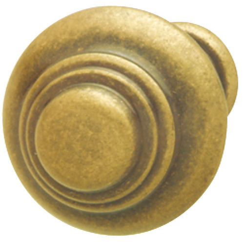 Knob, Rustico Brass, antique, Brass colored, Height: 25 mm, Knob diameter: 25 mm Brass colored, antique