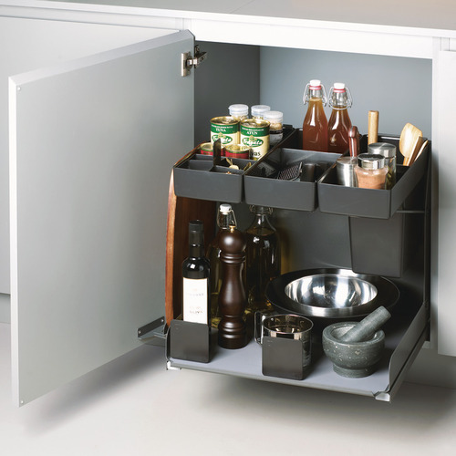 Base Unit Pull-Out, Kitchen Tower 600 silver Silver