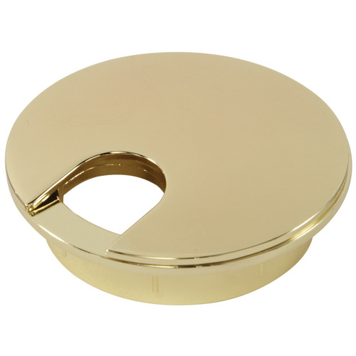 Hafele 631.46.802 Metal Cable Grommet, Two-Piece, Round, diameter 61 mm For workplace organization, Polished brass Brass colored, polished