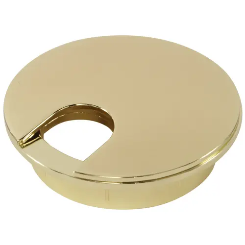 Hafele 631.46.802 Metal Cable Grommet, Two-Piece, Round, diameter 61 mm For workplace organization, Polished brass Brass colored, polished