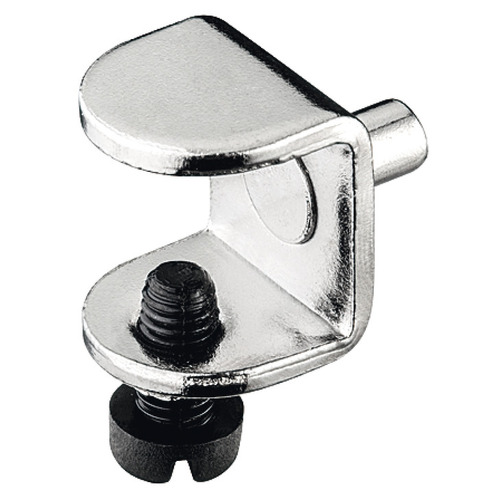 Glass Shelf Support, with Safety Locking Screw, Steel for 13 mm glass thickness, Nickel plated Nickel plated