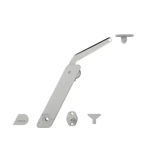 Swing-Up Fitting Complete Set, Free Flap H 1.5, Plastic with Metal Support Arm A Model: A, mounting: right, color: gray Metal supporting arm: Nickel plated