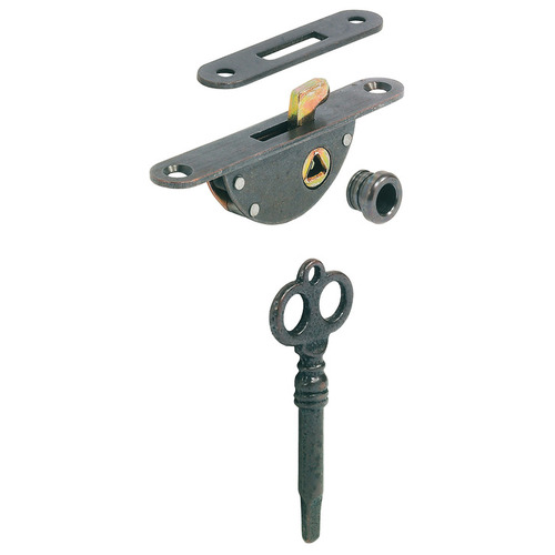 Hook Bolt Mortise Lock, with Catch, Backset 9 mm (23/64") Replacement key and bush available, Mounting: left hand, right hand or drawer Burnished, Burnished