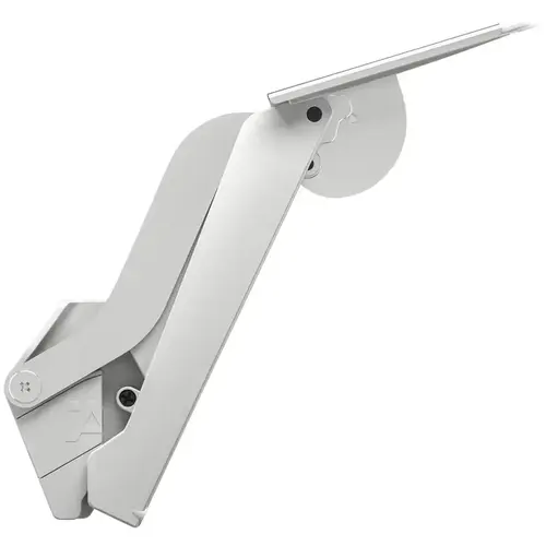 Swing-Up Fitting, Hafele Free space 1.11 E for standard applications with handle, Model E, white Front fixing bracket: Nickel plated