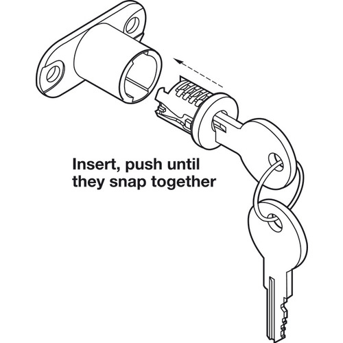 Central Locking System Body, without Denter Drawer Rail mount lock for cylinder module system Black, Unfinished